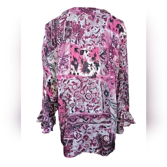 Purple Dress Barn Shirt Large + Free purple bling Earrings - Picture 3 of 5